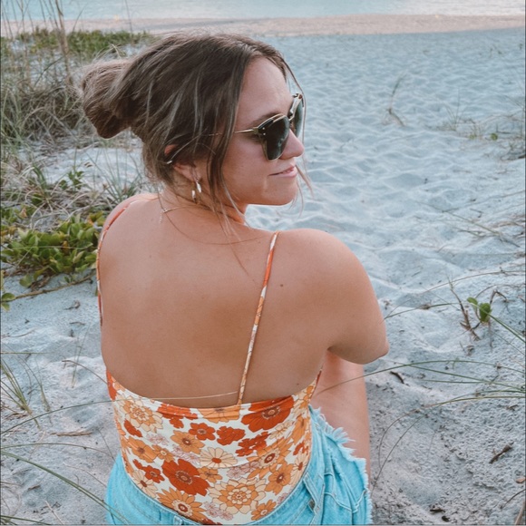 FLORA ONE-PIECE SWIMSUIT (retro flowers) boutique swimsuit brand - Picture 9 of 14